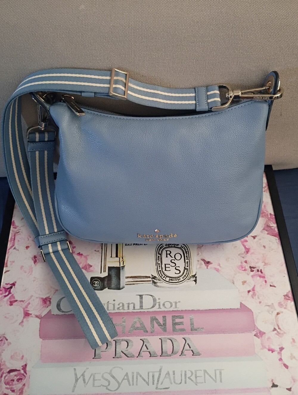 ❤️KATE SPADE ROSIE Light Blue Pebbled Leather Crossbody Bag Purse